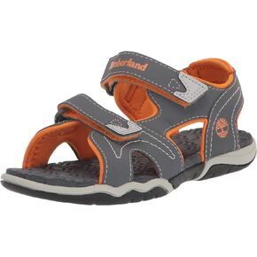 Timberland unisex child Adventure Seeker 2-strap - Bk K Sandal, Medium Grey W/Orange, 5 Little Kid US