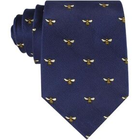 Bumble Bee Navy Blue Tie - Casual Animal Ties for Men – Woven Skinny Ties for Men - Patterned Tie for Work - Perfect Neck Tie for Groomsmen Wedding Ties or Formal Occasions - Ideal Gifts for Him