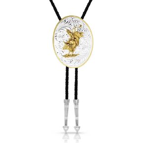 Montana Silversmiths Extra Large Bolo Tie with Bull Rider