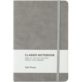 TOP-Pindu A5 Gray PU Notepad دفاتر ملاحظات تنفيذية ذات غلاف صلب سميك - ورق سميك ممتاز - 240 صفحة - إشارات مرجعية، إغلاق مرن، جيب خلفي. in Kuwait