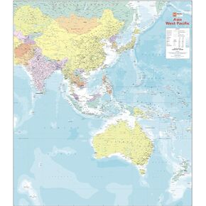 Asia West Pacific Political Wall Map - 39.5" x 34.5" Laminated