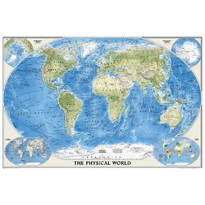 National Geographic World Physical Wall Map (45.75 x 30.5 in) (National Geographic Reference Map)