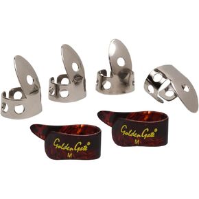 Golden Gate GP1-3T Thumb & Finger Pick Pack – Stainless Steel/Mock Tortoise – Medium