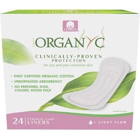 ORGANYC Hypoallergenic 100% Organic Cotton Panty Liners, 24-count Boxes (Pack of 2)