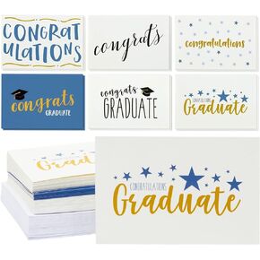 Juvale Graduation Cards Bulk Assortment - 36 Pack Congratulations Greeting Cards with Envelopes 4x6, 6 Designs - 2025 Graduation Party Supplies