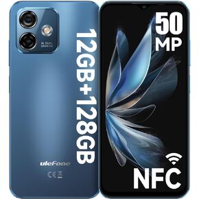 Ulefone Note 16 Pro (12GB+128GB) Phones Unlocked, Android 13 Cellphone, 50MP Main Camera, 6.52" HD+ Waterdrop Screen, 8-Core Processor, 4400mAh, Dual 4G Unlocked Mobile Phone-Black NFC Version