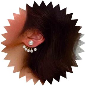 Aneneiceera Pearl Huggie Hoop Drop Earrings Pearl Bead Dangle Earrings Gold Pierced Pearl Ear Cuff Lightweight Baroque Statement Wedding Prom Pearl Wrap Studs Earrings Jewelry for Women and Girls