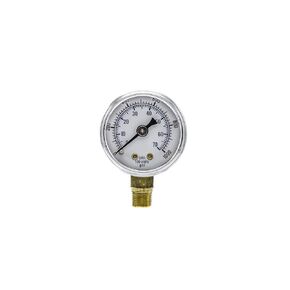 PIC Gauges 101D-204F Bottom Mount Dry Pressure Gauge w/ Black Steel Case, Brass Internals, Chrome Bezel, Plastic Lens, 2" Dial, 0/160 psi Range, 1/4" Male NPT