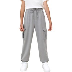 Haloumoning Boys Athletic Fleece Jogger Pants Elastic Waist Drawstring Sweatpants with Pockets 5-14 Years