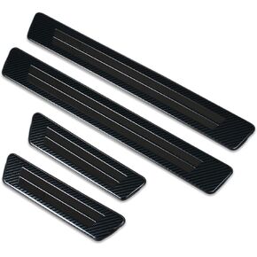 Beautost Fit for Nissan Kicks 2024 2023 2022 2021 Door Sill Scuff Plate Guard Cover Trim Sport Style (Carbon Fiber Black)