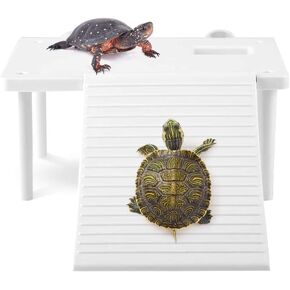 Reptiles Floating Platform Tortoise Basking Platform with Climbing Ladder Terrarium Aquarium Tank Ornament for Small Pets Sun Bathing Resting Play