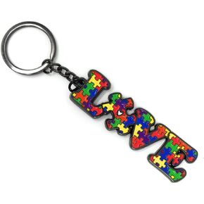 Vinylcation Bright Autism Keychain for Spreading Autism Awareness, Ideal for Zippers, Totes, Backpacks, and All Keys – Colorful Autism Awareness Accessory with Autism Puzzle Pieces