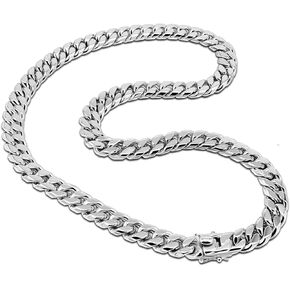 H&Beautimer Classic 925 Sterling Silver Solid Cuban Link Necklace - 20-22-24-26-28'' Miami Men's Silver Link Necklace - Party Jewelry Birthday Gift - Handmade in Italy
