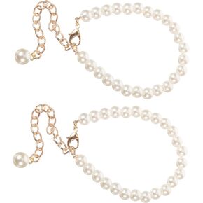 CALLARON 2pcs Shoe Laces Heel Strap Replacement Ankle Straps for Heels Shoe Strap Shoes Straps for Women Heels Women Ankle Strap Metal Ankle Strap Pearl White Buckle Extender Miss