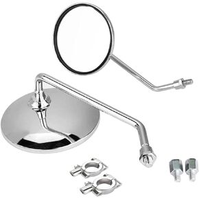 Yibid Universal Chrome 4" Round Motorcycle Bicycle Rearview Mirrors,with 7/8" Handlebar Mount Replacement for Shadow Custom Cruiser Hyosung Kymco Victory Vulcan Street Sports Dirt Bikes
