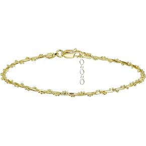 Hoops & Loops Sterling Silver Box and Beaded Twisted Chain Anklet