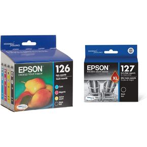 Epson T126120-BCS DURABrite Ultra Black and Color Cartridge Ink & T127120 Stylus NX530 625 Workforce 545 60 630 633 635 645 840 845 WF-3520 3530 3540 7010 7510 7520 Ink Cartridge (Black)