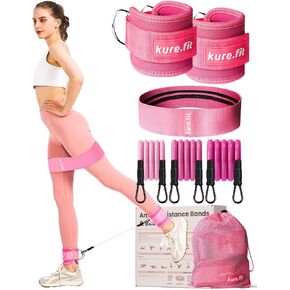 Ankle Resistance Bands with Cuffs | Pink Booty Band | Ankle Band Set for Working Out | Leg Resistance Bands with Ankle Straps | Kickback Training Equipment for Women Hip & Glutes | Home & Gym