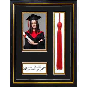 إطار Hiwhy Diploma مع حامل شرابة للصور مقاس 5x7، زجاج حقيقي، حصيرة مزدوجة سوداء فوق ذهبية، شاشة عرض على الحائط والطاولة in Kuwait