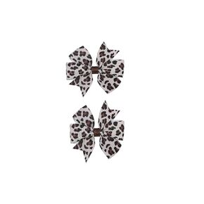 Baby Girls Leopard Bow hairpin girls leopard bow Hair Accessories for women.(FJ65) (Leopard A)