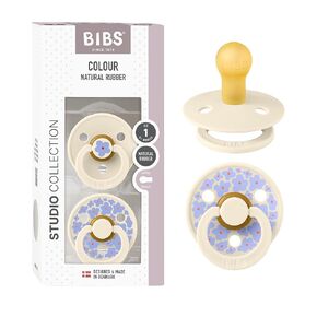 BIBS Pacifiers - Colour Studio 2 Pack | Round Nipple Baby Pacifier | BPA Free Natural Rubber Latex Soother | Made in Denmark | Size 0+ Months | Jasmine Fossil Grey