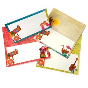 Luau Place Tent Cards by Adore By Nat - Tropical Hawaiian Party Buffet Food Label or Sign Decoration - Set of 12