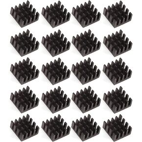 Easycargo 20pcs 14mm Heatsink 14x14x7mm, Black Anodized Aluminum Heat Sink for Cooling Cooler GPU Chips VRAM VGA VRAM RAM (14mmx14mmx7mm)