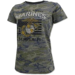 United States Marine Corps Ladies Camo Stencil T-Shirt