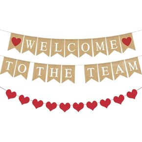 Welcome to The Team Burlap Banner for New Teacher Boss Employee Coworker Staff Colleague Team Member Hanging Garland Kit Paper Banner Bunting Decorations Office Party Decorations Photobooth Backdrop