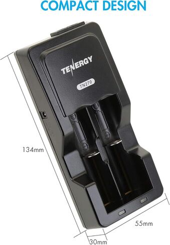 شاحن بطارية ليثيوم أيون Tenergy TN270 لبطاريات 18650/18500/14500 القابلة لإعادة الشحن، شاحن ذكي سريع 2 خليج للمصابيح الكاشفة/بطاريات الكاميرات الرقمية in Saudi Arabia