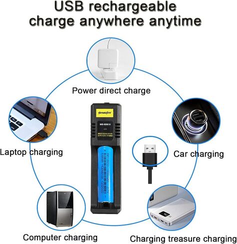 18650 شاحن بطارية USB فتحة واحدة شاحن بطارية ليثيوم 21700 26650 10440 14500 18500 16340 18650 (بطارية) in Kuwait