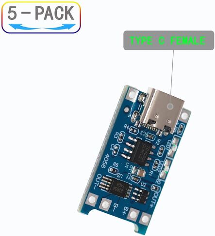 ZJKJHJY TP4056 Type-c USB 5V 1A 18650 وحدة شاحن بطارية ليثيوم لوحة شحن مع وظائف الحماية المزدوجة 5 Pack in Saudi Arabia
