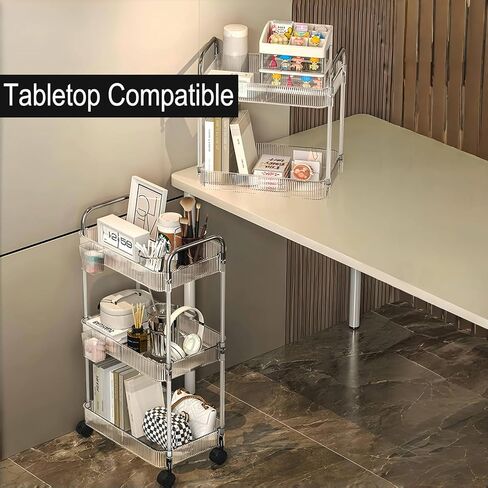 عربة من الأكريليك الشفاف بطبقتين مع إطار وعجلات من الفولاذ المقاوم للصدأ، منظمة غرفة الغسيل الشفافة، وحدة رفوف متنقلة متعددة الوظائف، عربة أدوات متدحرجة لغرفة المعيشة في المكتب in Kuwait