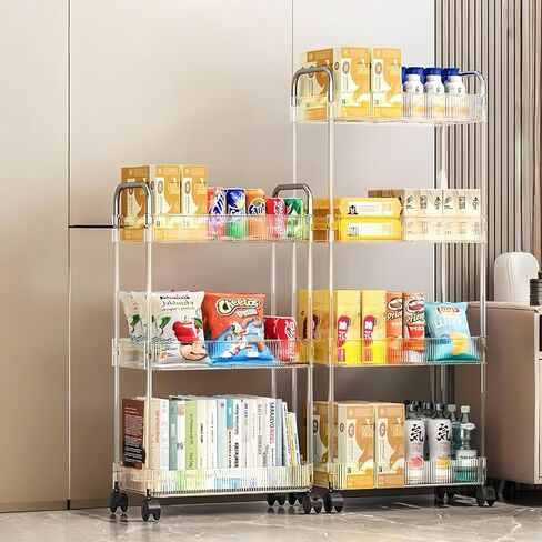 عربة من الأكريليك الشفاف بطبقتين مع إطار وعجلات من الفولاذ المقاوم للصدأ، منظمة غرفة الغسيل الشفافة، وحدة رفوف متنقلة متعددة الوظائف، عربة أدوات متدحرجة لغرفة المعيشة في المكتب in Kuwait