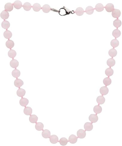 Womens Handmade Beaded Gemstone Necklace - 10mm Natural Gemstone Multicolour, Black, Green, Deep Rose Agate, Amethyst Necklace For Women, Girls (Rose quartz) in Saudi Arabia