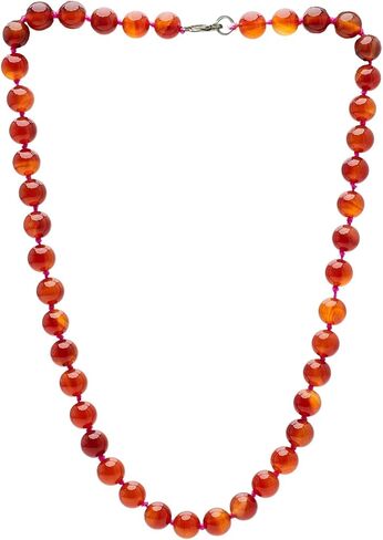 Womens Handmade Beaded Gemstone Necklace - 10mm Natural Gemstone Multicolour, Black, Green, Deep Rose Agate, Amethyst Necklace For Women, Girls (Rose quartz) in Saudi Arabia