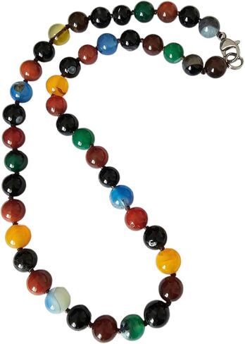 Womens Handmade Beaded Gemstone Necklace - 10mm Natural Gemstone Multicolour, Black, Green, Deep Rose Agate, Amethyst Necklace For Women, Girls (Rose quartz) in Saudi Arabia