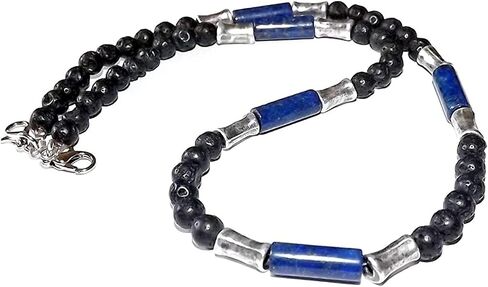 Lapis necklace - Surfer necklace - Real lava and Lapis gems - Men Necklace - Gift for men - Unisex necklace - Men jewelry in Saudi Arabia