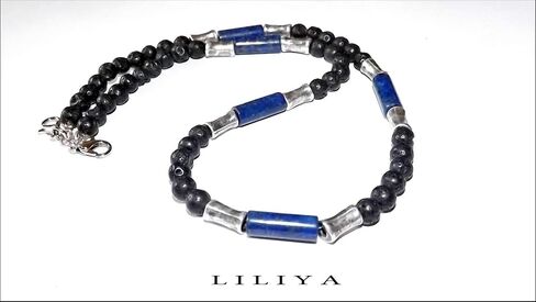 Lapis necklace - Surfer necklace - Real lava and Lapis gems - Men Necklace - Gift for men - Unisex necklace - Men jewelry in Saudi Arabia