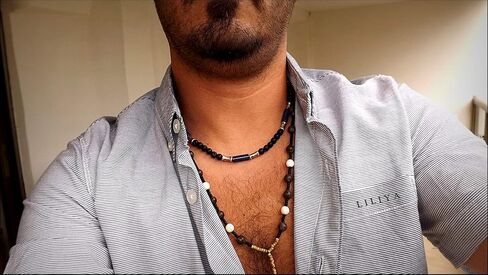 Lapis necklace - Surfer necklace - Real lava and Lapis gems - Men Necklace - Gift for men - Unisex necklace - Men jewelry in Saudi Arabia