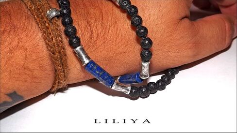 Lapis necklace - Surfer necklace - Real lava and Lapis gems - Men Necklace - Gift for men - Unisex necklace - Men jewelry in Saudi Arabia