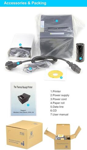 POS Thermal Receipt Printer, USB Ethernet LAN Serial Connection, with auto-Cutter, Restaurant Printer, 3 1/8 80mm, Support Windows ESC/POS, RJ11RJ12 Cash Drawer in Saudi Arabia