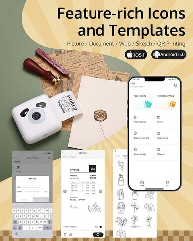 OFFNOVA طابعة ملصقات صغيرة بدون حبر، طابعة جيب مع شريط، طابعة دراسة محمولة للصور والمجلات DIY in Kuwait