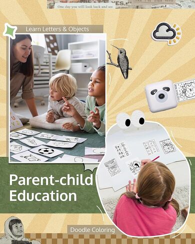 OFFNOVA طابعة ملصقات صغيرة بدون حبر، طابعة جيب مع شريط، طابعة دراسة محمولة للصور والمجلات DIY in Kuwait