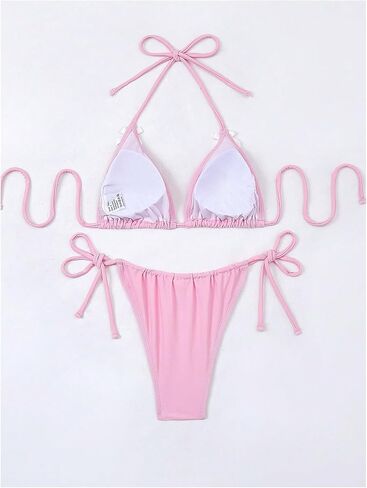 SOLY HUX Women's Bikini Sets High Waisted Two Piece Swimsuits Sexy Bowknot Tie Side Triangle Halter Bathing Suits in Saudi Arabia