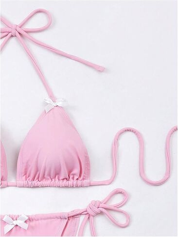SOLY HUX Women's Bikini Sets High Waisted Two Piece Swimsuits Sexy Bowknot Tie Side Triangle Halter Bathing Suits in Saudi Arabia