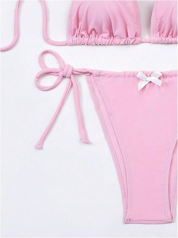 SOLY HUX Women's Bikini Sets High Waisted Two Piece Swimsuits Sexy Bowknot Tie Side Triangle Halter Bathing Suits in Saudi Arabia