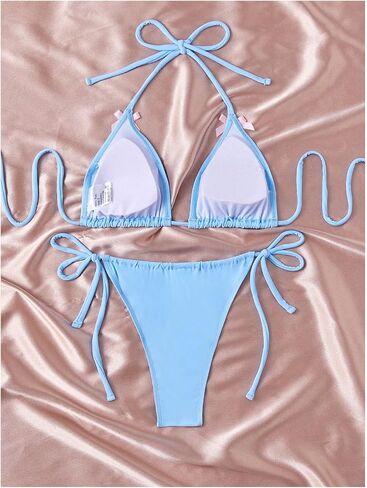 SOLY HUX Women's Bikini Sets High Waisted Two Piece Swimsuits Sexy Bowknot Tie Side Triangle Halter Bathing Suits in Saudi Arabia