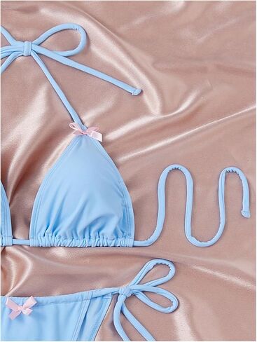 SOLY HUX Women's Bikini Sets High Waisted Two Piece Swimsuits Sexy Bowknot Tie Side Triangle Halter Bathing Suits in Saudi Arabia