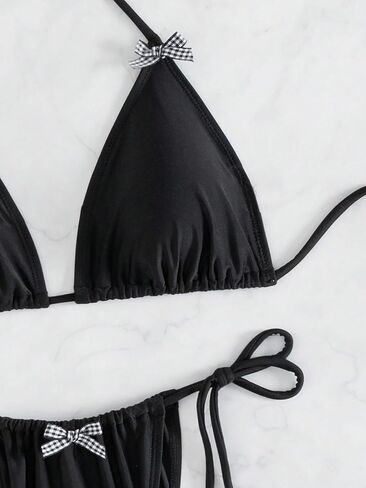 SOLY HUX Women's Bikini Sets High Waisted Two Piece Swimsuits Sexy Bowknot Tie Side Triangle Halter Bathing Suits in Saudi Arabia